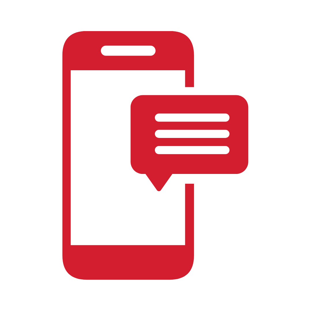 Graphic of a cell phone with a text message