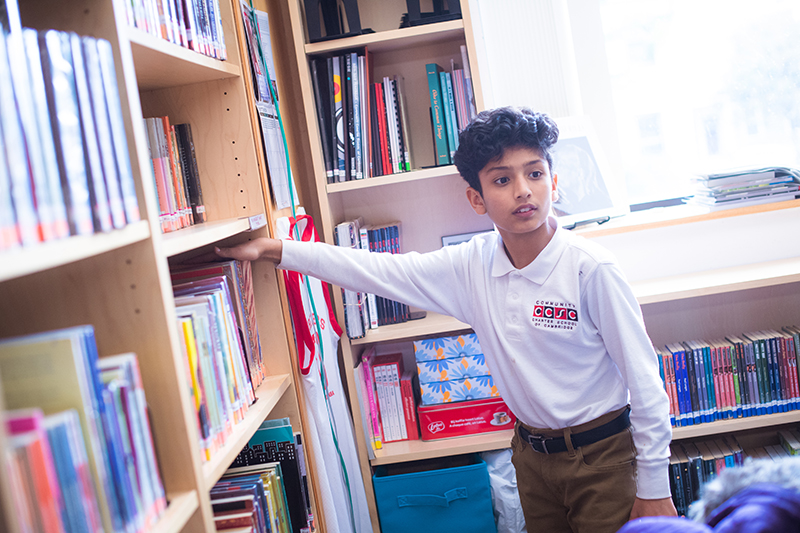 Photo of a boy in the library